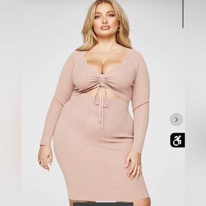 NWT Nude Ruched Cutout Midi Dress